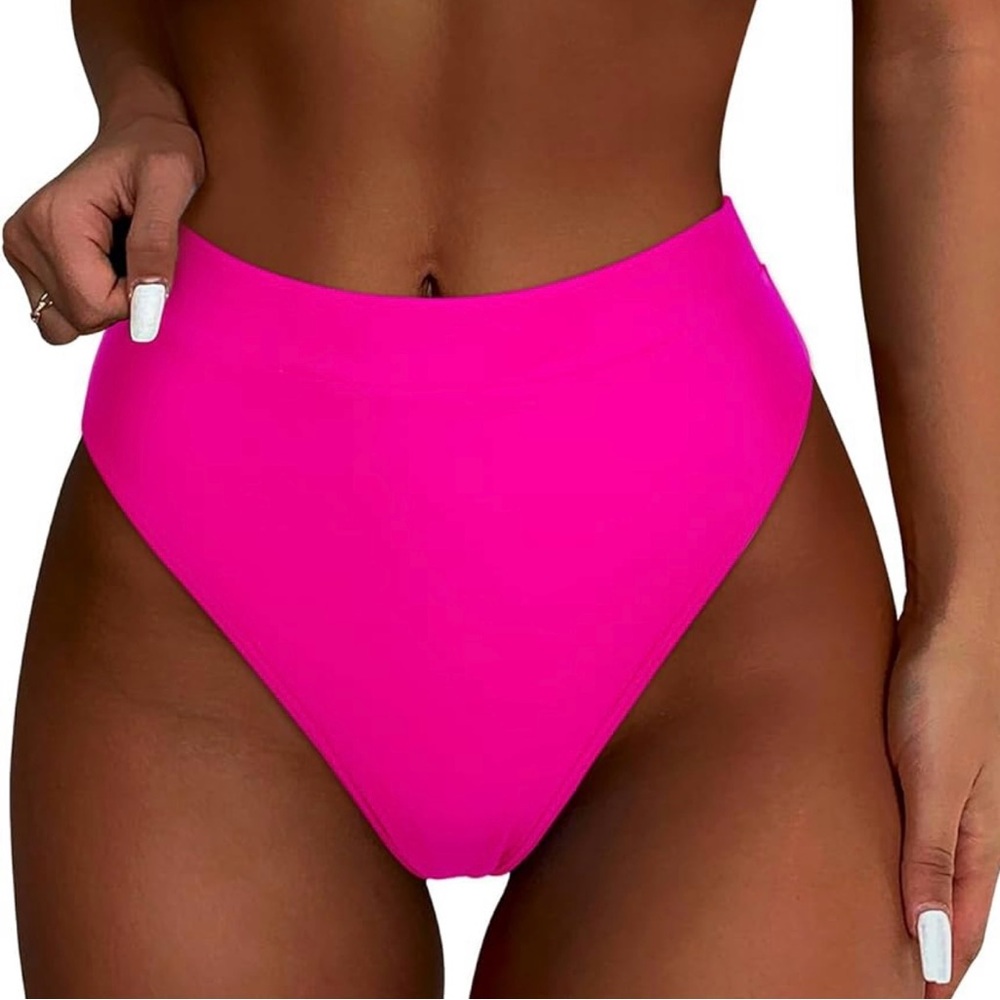 NEW Women’s Hot Pink High Waisted Bikini Swim Bottoms